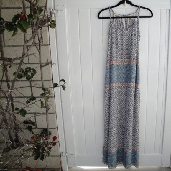 Knox Rose Womens Dress Maxi Long Size XS Sleeveless Tie Neck Boho Bohemian - Picture 2 of 6